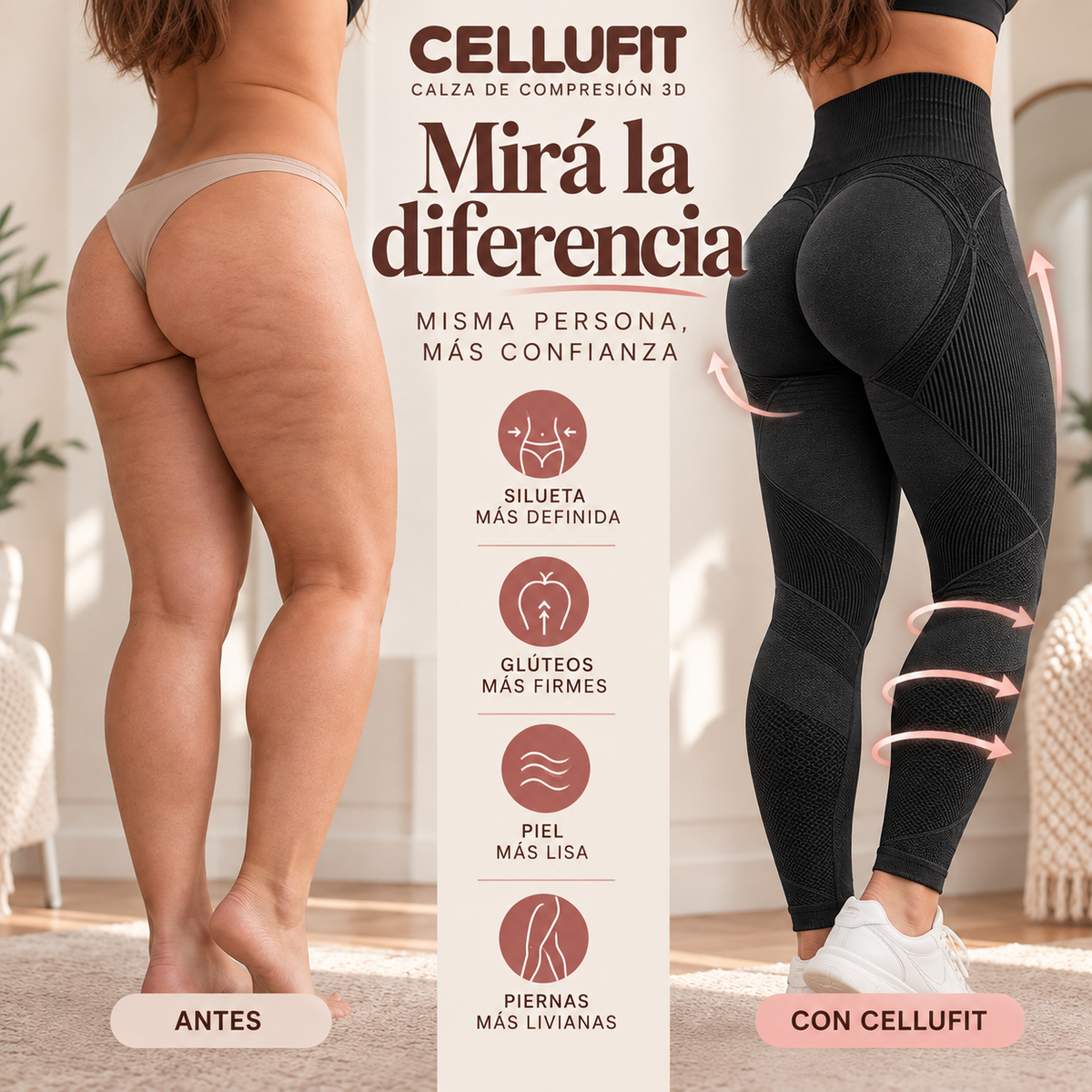 Cellufit — Calza de compresión 3D anticelulitis y moldeadora