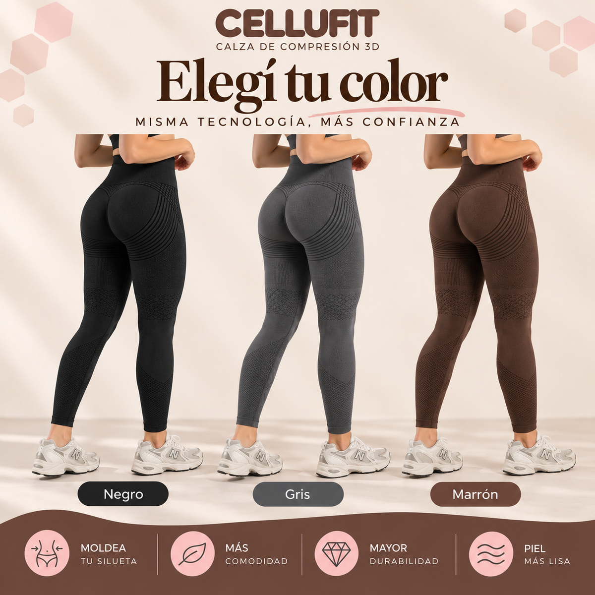 Cellufit — Calza de compresión 3D anticelulitis y moldeadora
